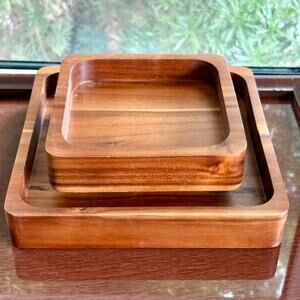 Vintage Fanatu Wooden Pistachio Dish Nesting Tray Set – Square
